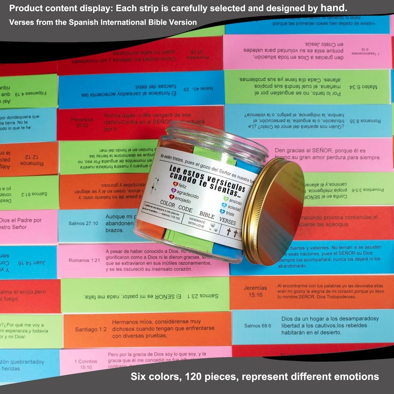 CODINOO Leeme Cuando te Sientas Versículos en Español(120pcs),Frasco de Versículos Bíblicos en Español,Inspirational Bible Verse in Jar Spanish Version,Biblical Gifts in Spanish,Regalos Cristianos para Mujer - Image 5